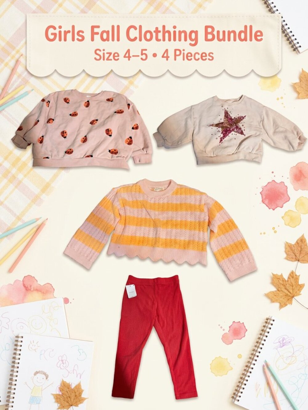 Girls Size 4-5 Fall Clothing Bundle Next Tucker & Tate Sweater Leggings 4 Pieces